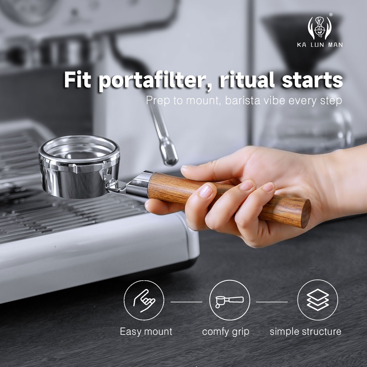 Naked Portafilter Bottomless - 58-mm-Bodenloser Siebträger mit 2 Stützen, flache