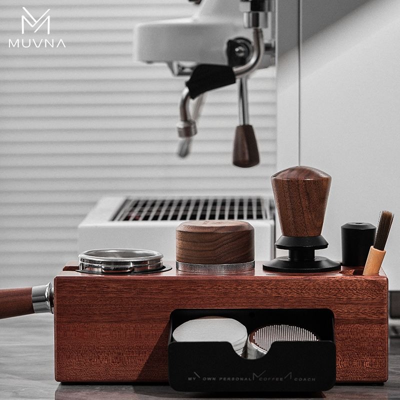 Coffee Equipment Distributor - MUVNA Kaffeestampfer-Station aus Holz, Siebträgerhalter 51-58MM