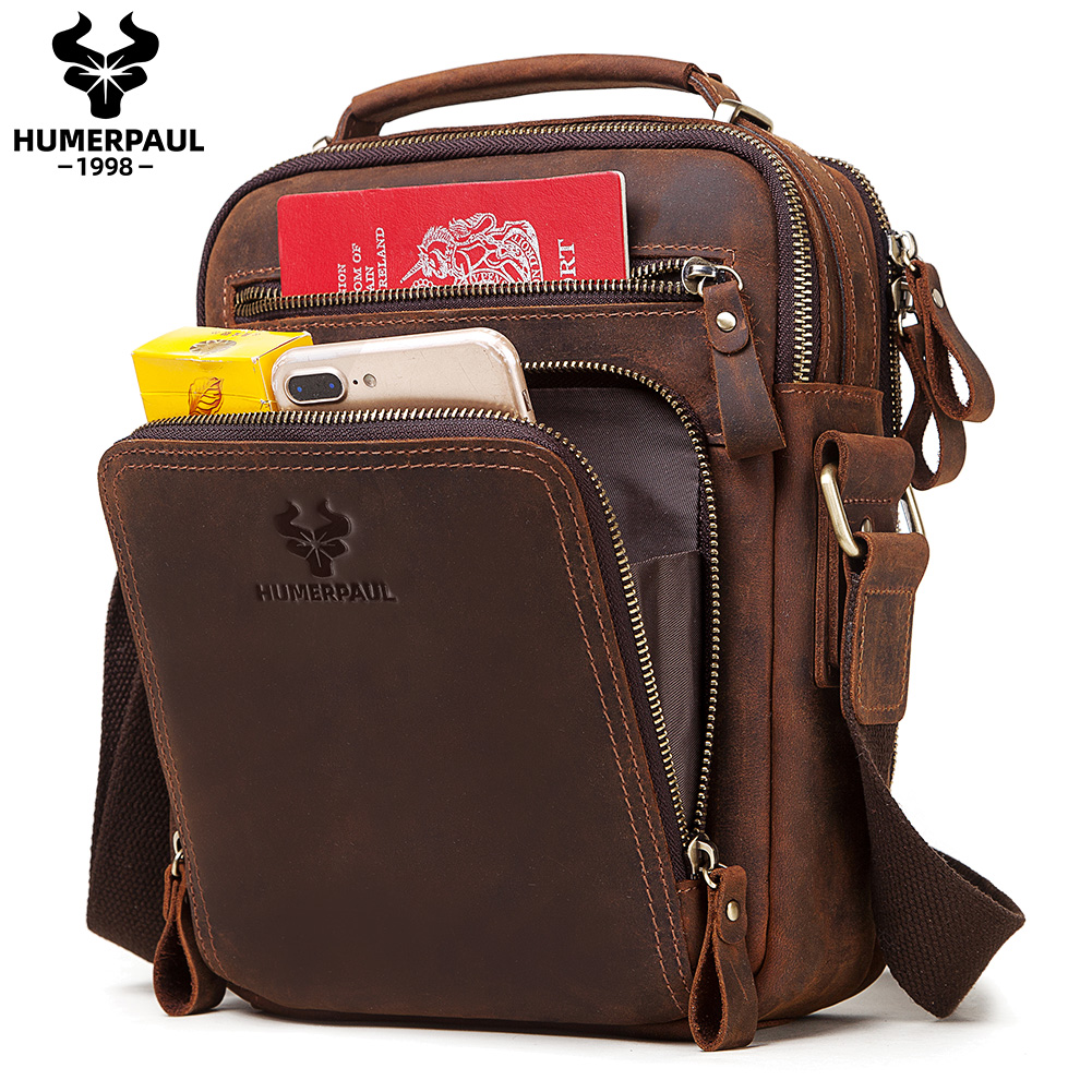 Coffee Equipment Travel Bag - HUMERPAUL Echtes Leder männer Schulter Tasche