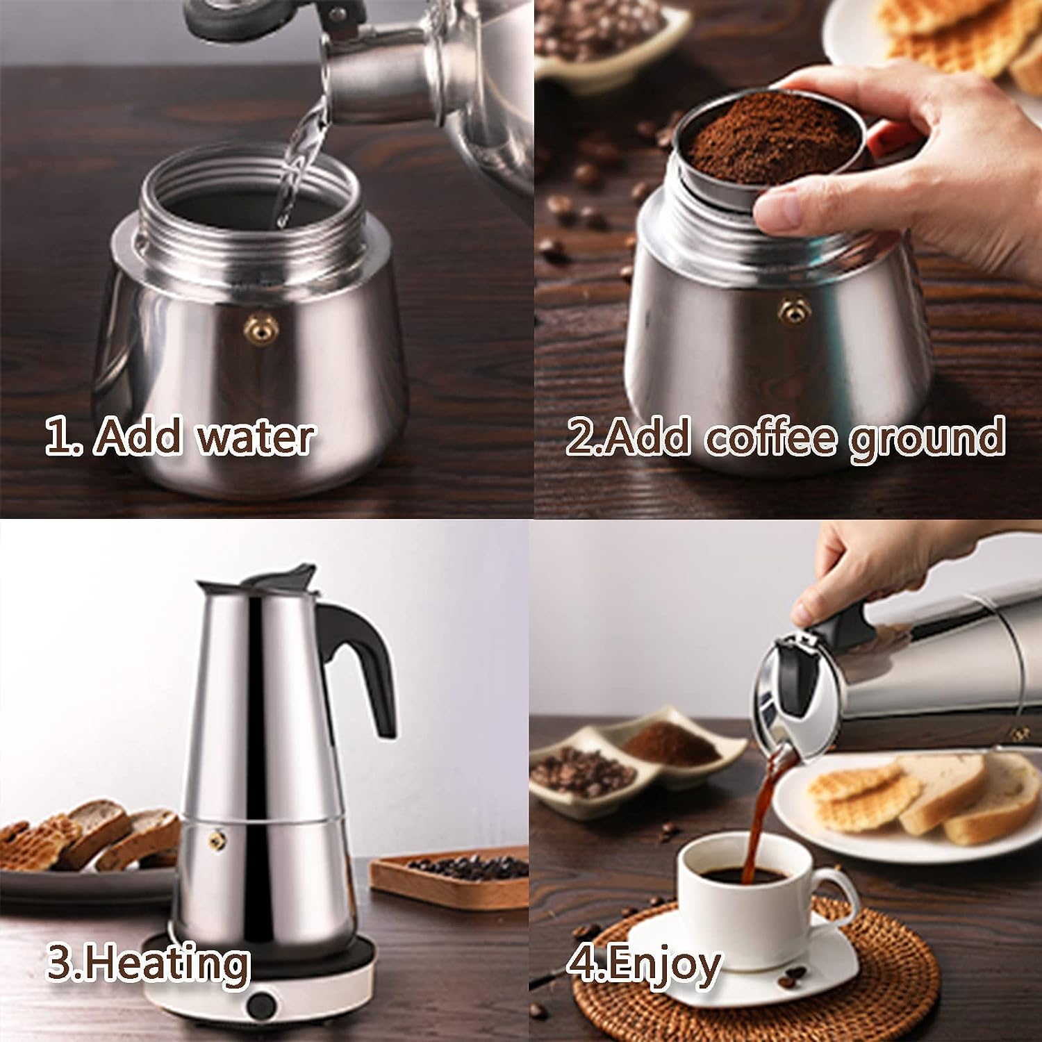 4/6/9 Tassen Moka Pot Caffe Ma – Coffee Equipment Brands Bewertung und Preis